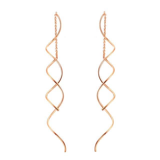 Twisted Bar Long Dangle Earrings - SexyBling