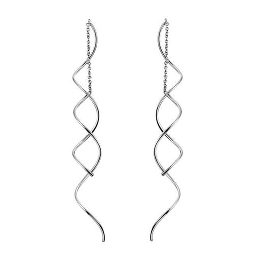 Twisted Bar Long Dangle Earrings - SexyBling