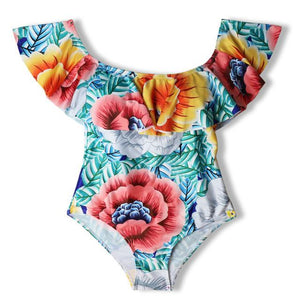 Sexy Floral Off Shoulder Swim Wear - SexyBling