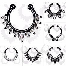Load image into Gallery viewer, Black Hoop Nose Ring For Women - SexyBling
