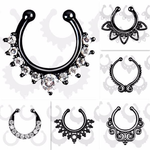 Black Hoop Nose Ring For Women - SexyBling