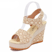 Load image into Gallery viewer, Sweet Flower Buckle Open Toe Wedge Sandals - SexyBling