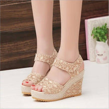 Load image into Gallery viewer, Open Toe Fish Head High Heels Wedge Sandals - SexyBling