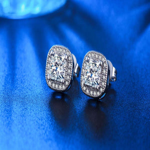 Sliver Color Princess-cut Stud Earrings - SexyBling