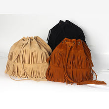 Load image into Gallery viewer, Tassel Purses Suede Fringe Big Cool Female Drawstring bag - SexyBling