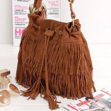 Load image into Gallery viewer, Tassel Purses Suede Fringe Big Cool Female Drawstring bag - SexyBling