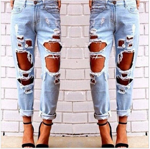 Hot Denim High Waisted Ripped Jeans - SexyBling