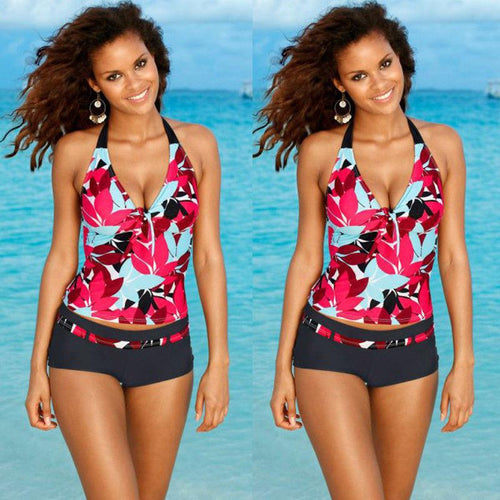 Floral Bandage Push Up Tankini - SexyBling