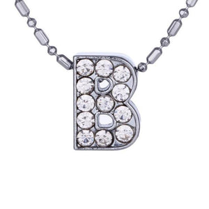 Personalized Crystal Silver Alphabet Necklace - SexyBling