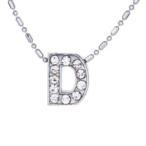 Personalized Crystal Silver Alphabet Necklace - SexyBling