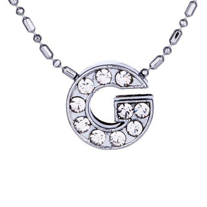 Personalized Crystal Silver Alphabet Necklace - SexyBling