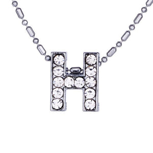 Personalized Crystal Silver Alphabet Necklace - SexyBling