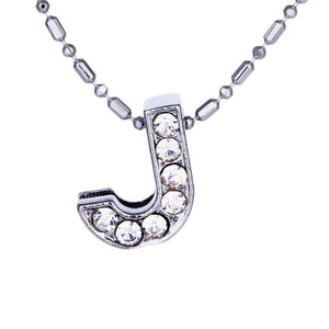Personalized Crystal Silver Alphabet Necklace - SexyBling