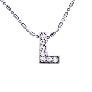 Personalized Crystal Silver Alphabet Necklace - SexyBling