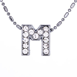 Personalized Crystal Silver Alphabet Necklace - SexyBling