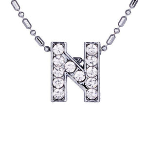 Personalized Crystal Silver Alphabet Necklace - SexyBling