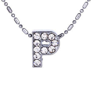 Personalized Crystal Silver Alphabet Necklace - SexyBling