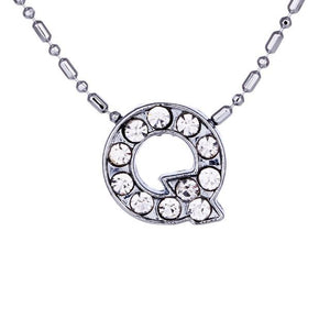 Personalized Crystal Silver Alphabet Necklace - SexyBling