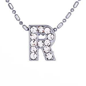 Personalized Crystal Silver Alphabet Necklace - SexyBling
