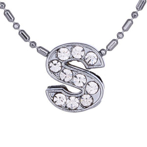 Personalized Crystal Silver Alphabet Necklace - SexyBling