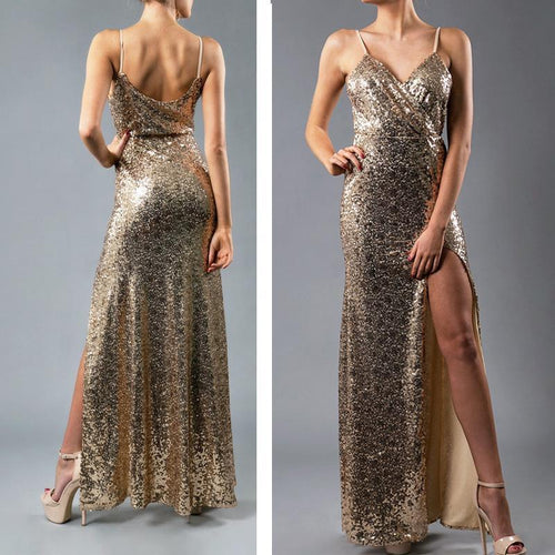 Luxurious Evening High Slit Mermaid Dress - SexyBling