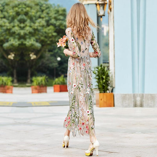 Floral Vintage Mesh Dress - SexyBling