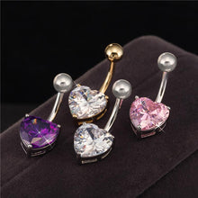 Load image into Gallery viewer, Heart Zircon Cubic Belly Button Ring - SexyBling