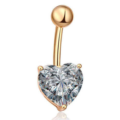 Heart Zircon Cubic Belly Button Ring - SexyBling