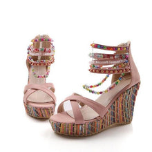 Load image into Gallery viewer, Bohemian  Beaded  Thick Crust Muffin Sandals - SexyBling