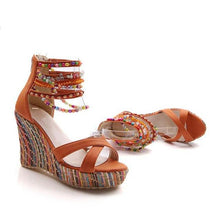 Load image into Gallery viewer, Bohemian  Beaded  Thick Crust Muffin Sandals - SexyBling