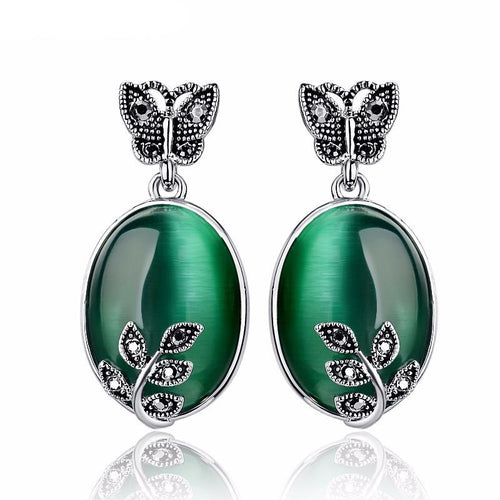 Natural Stone Retro  Rhinestone Earrings - SexyBling