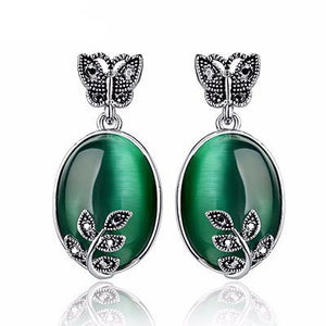 Natural Stone Retro  Rhinestone Earrings - SexyBling