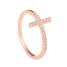Load image into Gallery viewer, Sideways Cross Silver Plated Ring - SexyBling