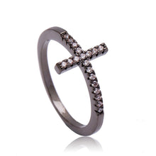 Load image into Gallery viewer, Sideways Cross Silver Plated Ring - SexyBling