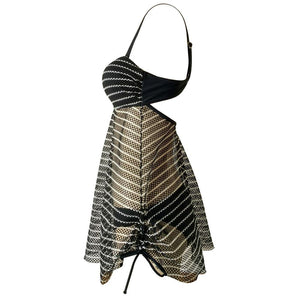Vintage Mesh Stripped Push UP Tankini - SexyBling