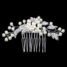 Load image into Gallery viewer, Leaf Butterfly Tiara Silver Plated Crystal Hair Pin - SexyBling