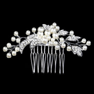 Leaf Butterfly Tiara Silver Plated Crystal Hair Pin - SexyBling
