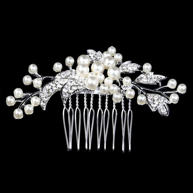 Leaf Butterfly Tiara Silver Plated Crystal Hair Pin - SexyBling