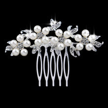 Load image into Gallery viewer, Leaf Butterfly Tiara Silver Plated Crystal Hair Pin - SexyBling