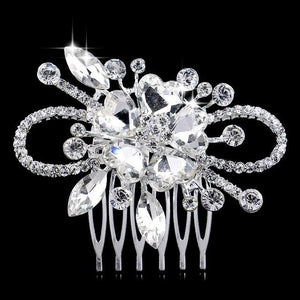Leaf Butterfly Tiara Silver Plated Crystal Hair Pin - SexyBling