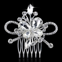 Load image into Gallery viewer, Leaf Butterfly Tiara Silver Plated Crystal Hair Pin - SexyBling
