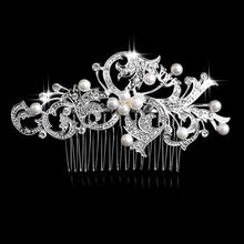 Load image into Gallery viewer, Leaf Butterfly Tiara Silver Plated Crystal Hair Pin - SexyBling