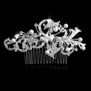 Leaf Butterfly Tiara Silver Plated Crystal Hair Pin - SexyBling