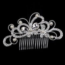 Load image into Gallery viewer, Leaf Butterfly Tiara Silver Plated Crystal Hair Pin - SexyBling