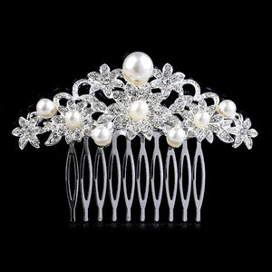 Leaf Butterfly Tiara Silver Plated Crystal Hair Pin - SexyBling