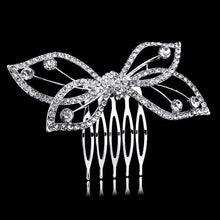 Load image into Gallery viewer, Leaf Butterfly Tiara Silver Plated Crystal Hair Pin - SexyBling