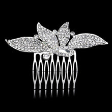 Load image into Gallery viewer, Leaf Butterfly Tiara Silver Plated Crystal Hair Pin - SexyBling