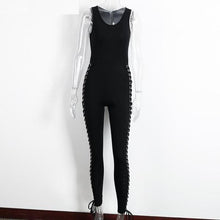 Load image into Gallery viewer, Sexy Side Eyelet Lace Up Romper - SexyBling