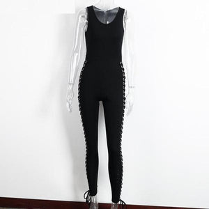 Sexy Side Eyelet Lace Up Romper - SexyBling