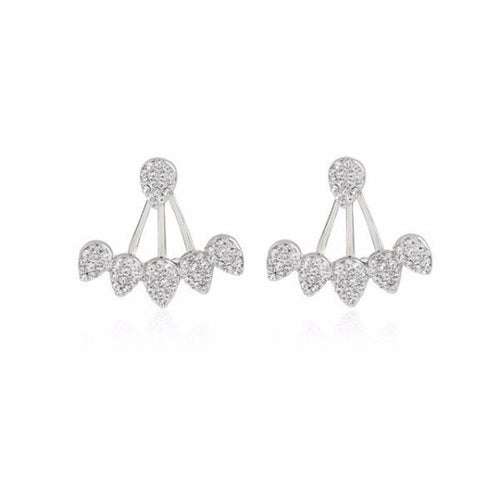 Crystal Front Back Double Sided Earrings - SexyBling